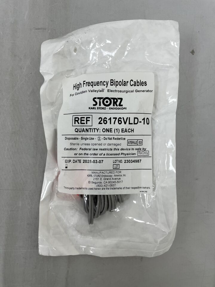 26176VLD-10 - STORZ - High Frequency Bipolar Cable, For Covidien Valleylab , ( EA ) - ( Expiry Date : 2028-03-07 )