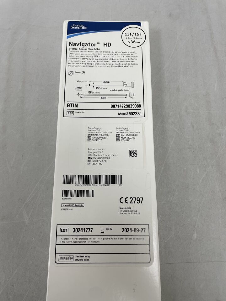 250228 - BOSTON SCIENTIFIC - Navigator HD Ureteral Access Sheath Set - 13Fr/15Fr x 36cm, (BX/1) - ( Expiry Date: 2024-09-27 )