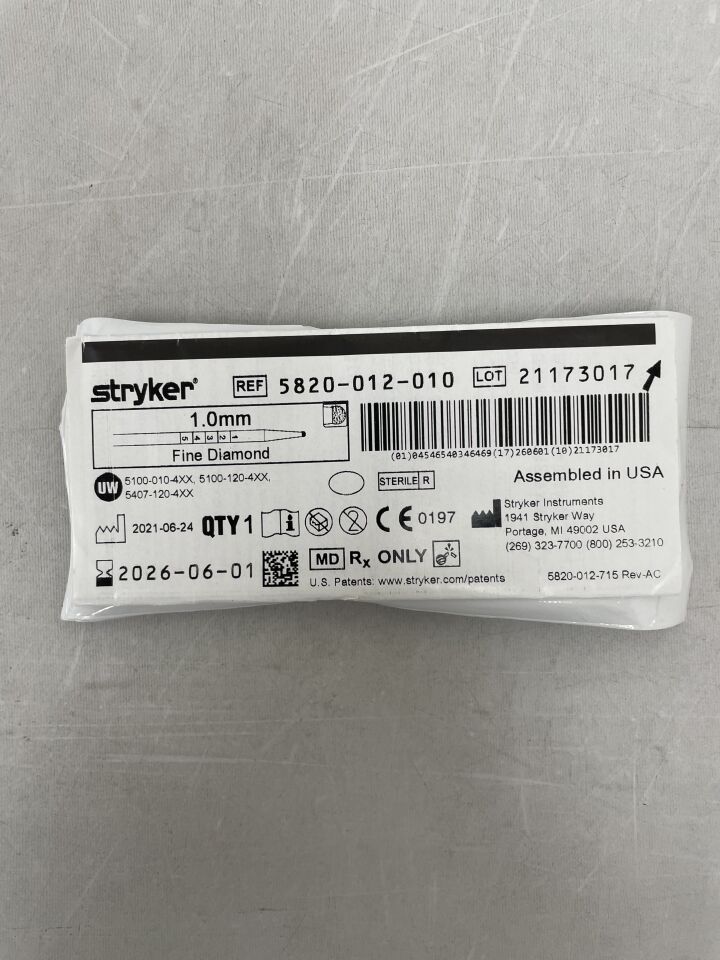 5820-012-010 - STRYKER - Elite Round Diamond Bur 1.0mm , ( EA ) - ( Expiry Date : 2026-06-01 )