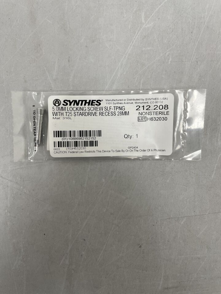 212.208 - SYNTHES - Locking Screw with T25 StarDrive Recess, 5 x 28mm , (EA) - ( Expiry Date: 2099-12-31 )
