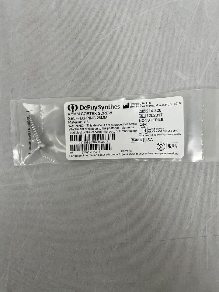 214.828 - SYNTHES - Self-Tapping Cortex Screw, 4.5 x 28mm, (EA) - ( Expiry Date: 2099-12-31 )