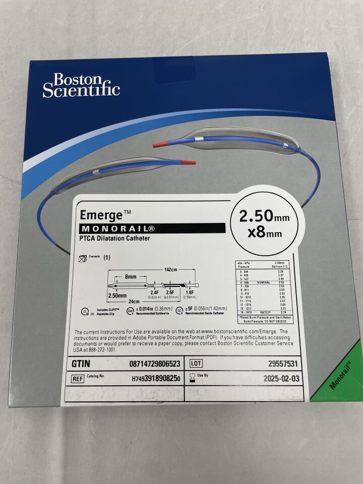 391890825 - BOSTON SCIENTIFIC - Emerge Monorail PTCA Dilatation Catheter - 2.50mm x 8mm, (BX/1) - ( Expiry Date: 2025-02-03 )
