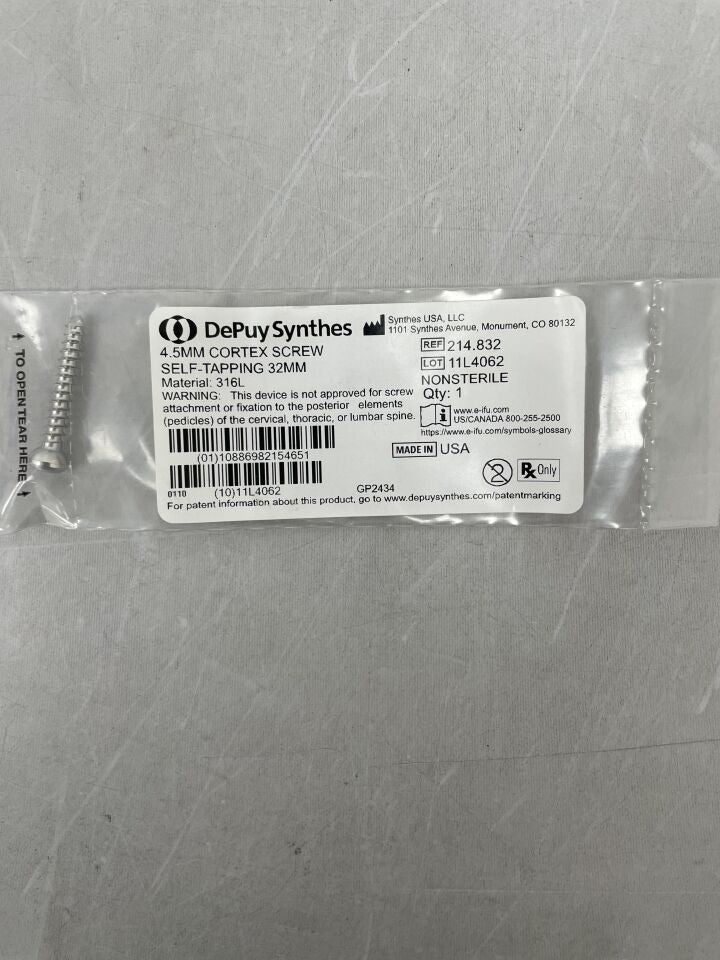 214.832 - SYNTHES - Self-Tapping Cortex Screw, 4.5 x 32mm, (EA) - ( Expiry Date: 2099-12-31 )