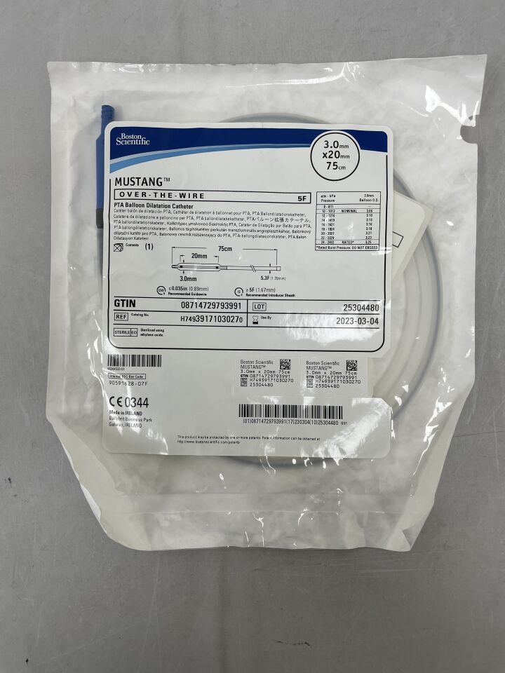 3917103027 - BOSTON SCIENTIFIC - Mustang OTW PTA Balloon Dilatation Catheter - 3.0mm x 20mm x 75cm, (EA) - ( Expiry Date: 2023-03-04 )