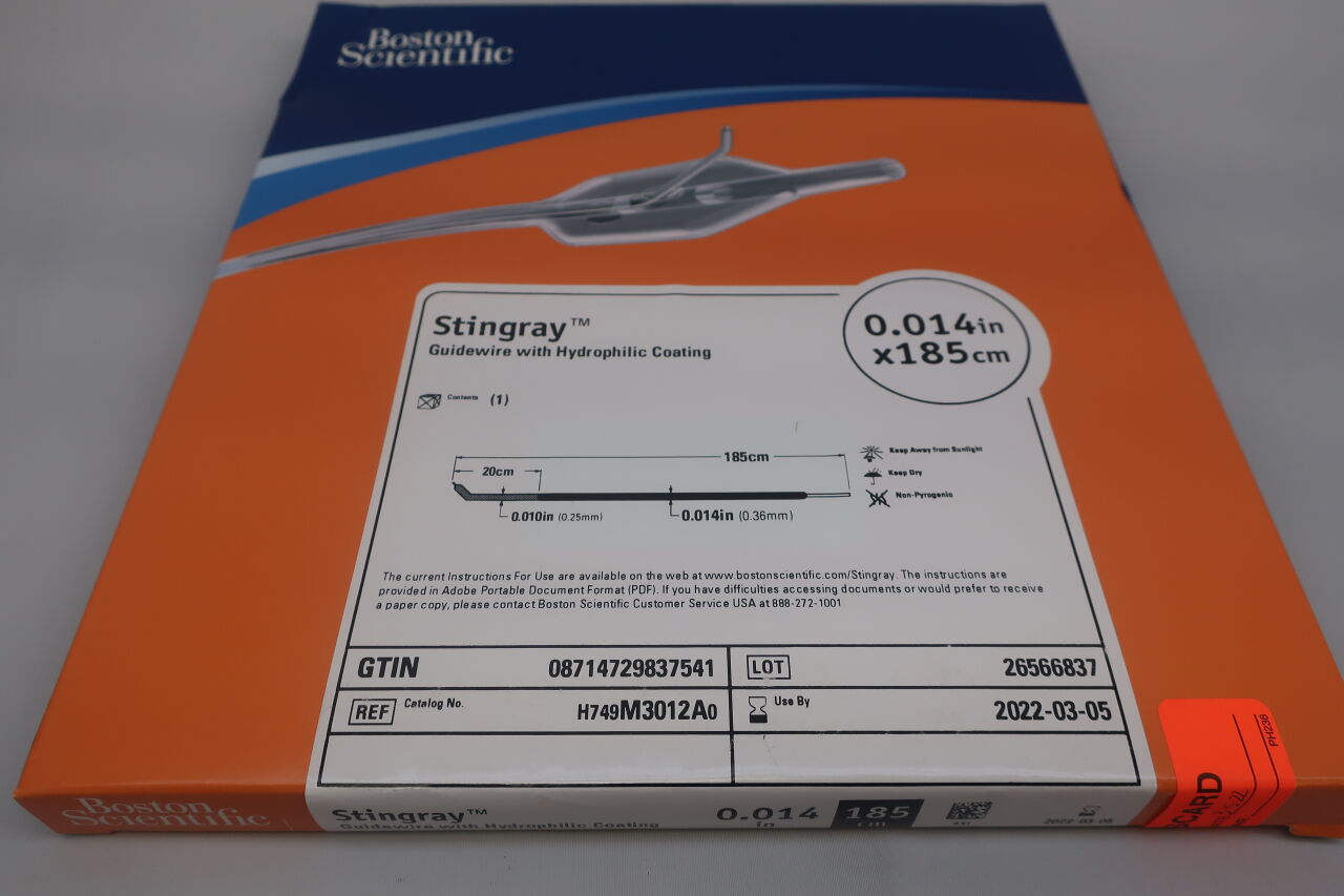 M3012A - BOSTON SCIENTIFIC - Stringray Guidewire With Hydrophilic Coating, 0.014in x 185cm , (BX/1) - ( Expiry Date: 2024-12-06 )