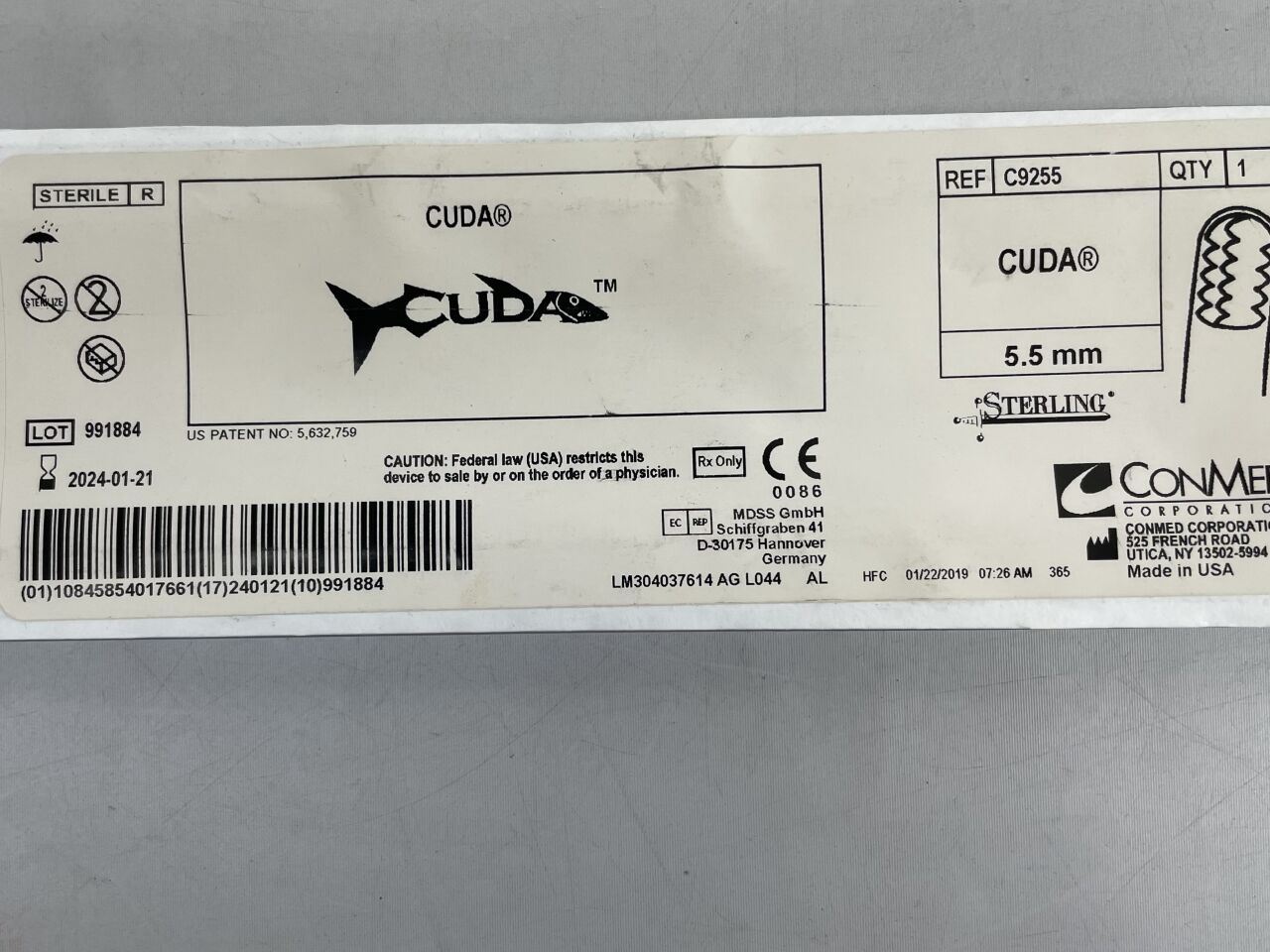 C9255 - CONMED - 5.5mm STERLING CUDA, (EA) - ( Expiry Date: 2024-04-07 )