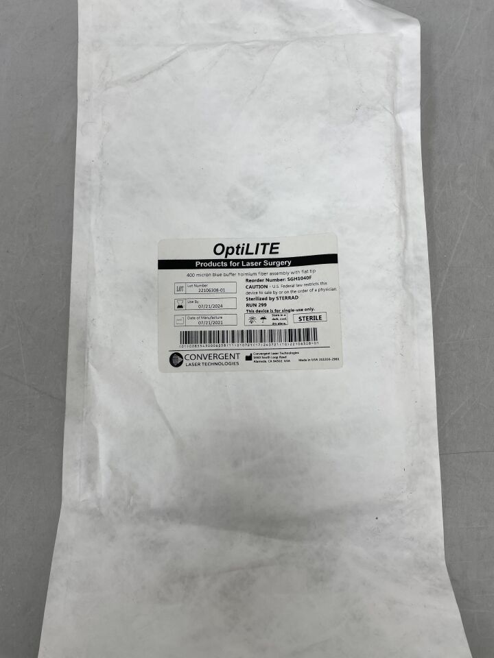 SGH1040F - CONVERGENT LASER TECHNOLOGIES - OptiLITE Fiber, 400 µm Blue Buffer Holmium Fiber with Flat Tip, (EA)