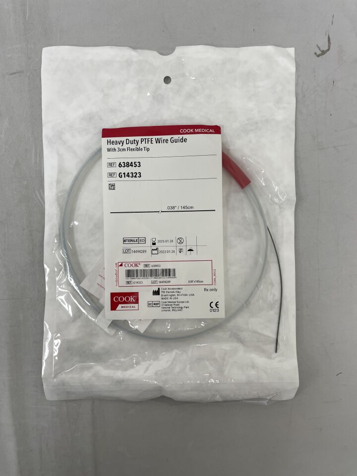 G14323 - COOK - Fixed Core PTFE Wire Guide, Heavy Duty, 3cm Flexible, 0.038" x 145cm, (EA) - ( Expiry Date: 2025-01-24 )