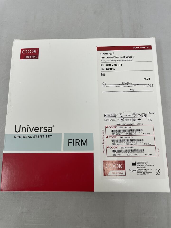 G23417 - COOK - Universa Firm Ureteral Stent & Positioner and Tether 7F x 28cm, (BX/1) - ( Expiry Date: 2024-10-28 )