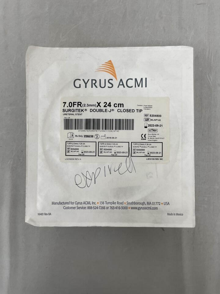 5204800 - GYRUS ACMI - Surgitek Double-J Closed Tip Ureteral Stent, 7.0Fr x 24cm, (EA) - ( Expiry Date: 2023-09-21 )