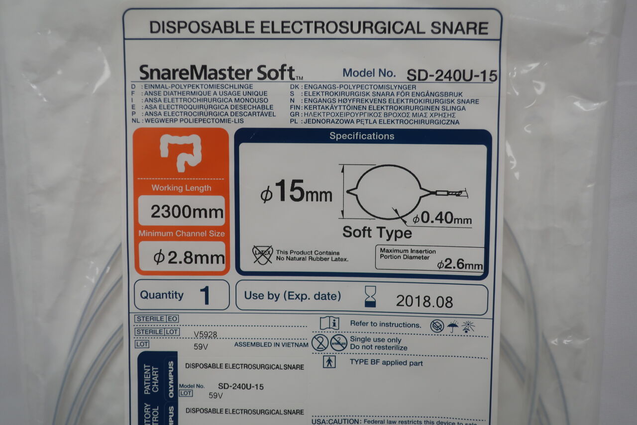 SD-240U-15 - OLYMPUS - SnareMaster 2.8mm x 230cm x 15mm, Soft Oval
, () - ( Expiry Date: 2024-03-31 )