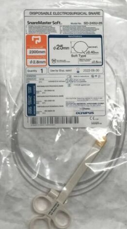 SD-240U-25 - OLYMPUS - Snaremaster Single-Use Soft Oval Electrosurgical Snare, 2300 mm Working Length, 25 mm dia. Loop, (EA) - ( Expiry Date: 2024-02-29 )