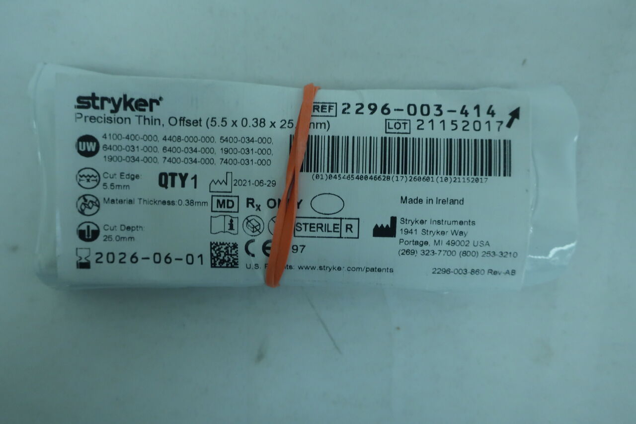 2296-003-414 - STRYKER - Precision Thin Long Narrow Blade, 25 L x 5.5 mm W, (EA) - ( Expiry Date: 2025-05-01 )