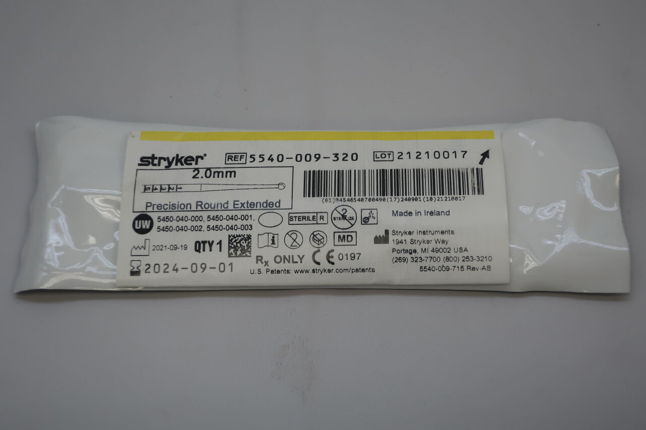5540-009-320 - STRYKER - S2 Precision Round Bur Extended, Two-Flutes 2.0mm, (EA) - ( Expiry Date: 2023-05-01 )