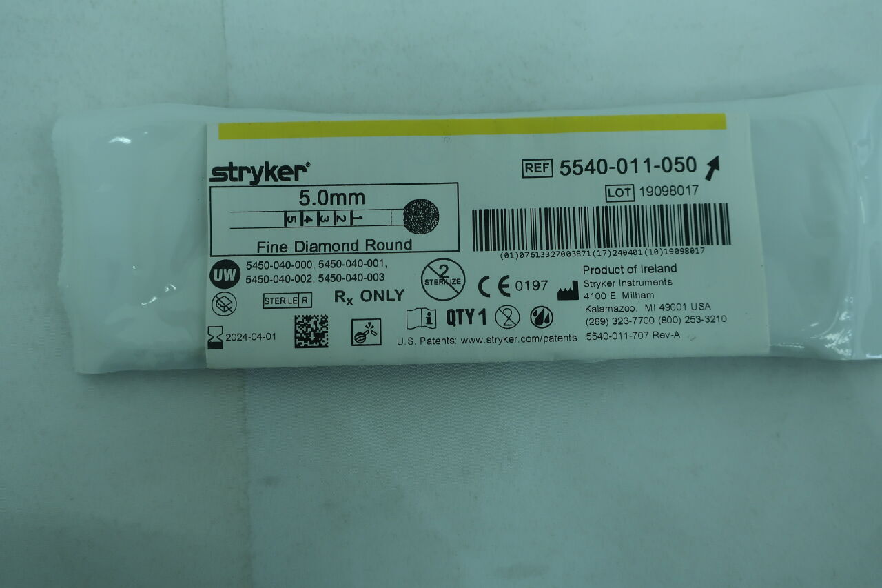 5540-011-050 - STRYKER - S2 Fine Diamond Round Bur 5.0mm, (EA) - ( Expiry Date: 2025-01-01 )
