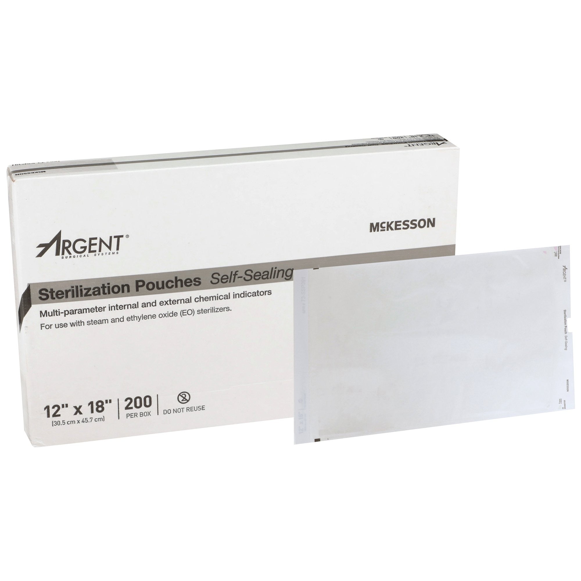 527136 - McKesson - Sterilization Pouch McKesson Argent Sure-Check Ethylene Oxide (EO) Gas / Steam 12 x 18 Inch Transparent / Blue Self Seal Paper / Film 73-SSP391 Box of 1, (BX)