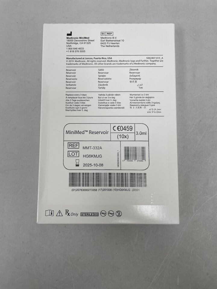 MMT-332A - MEDTRONIC - MiniMed Insulin Reservoir, holds 3.0ml , ( BX/10 ) - ( Expiry Date : 2025-10-08 )
