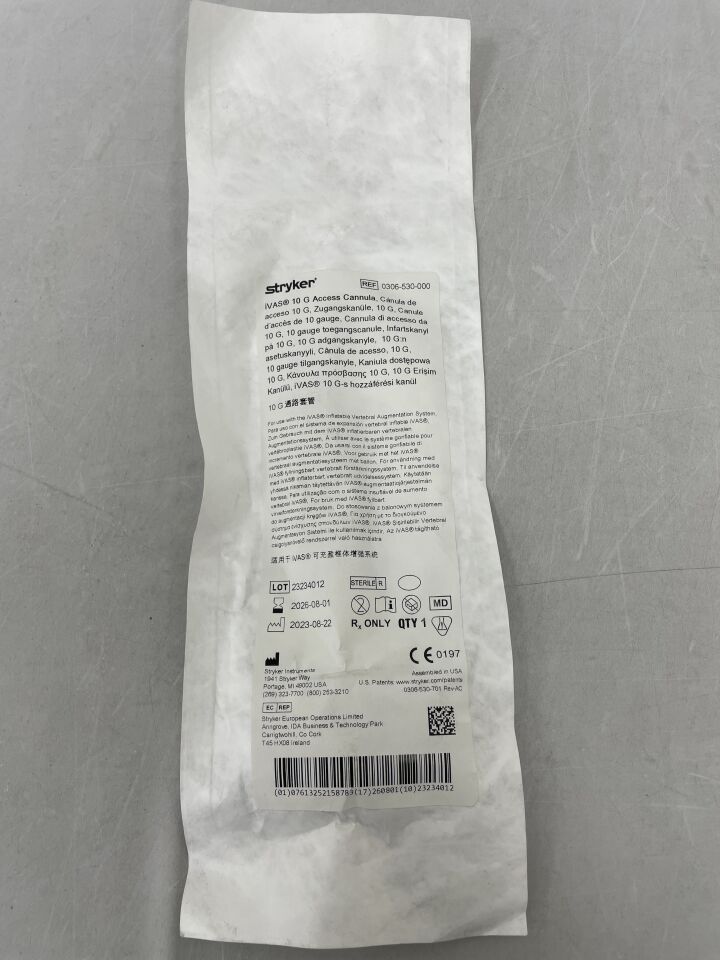 0306-530-000 - STRYKER - Cánula de acceso IVAS 10G, ( EA ) - ( Fecha de caducidad : 01/08/2026 )