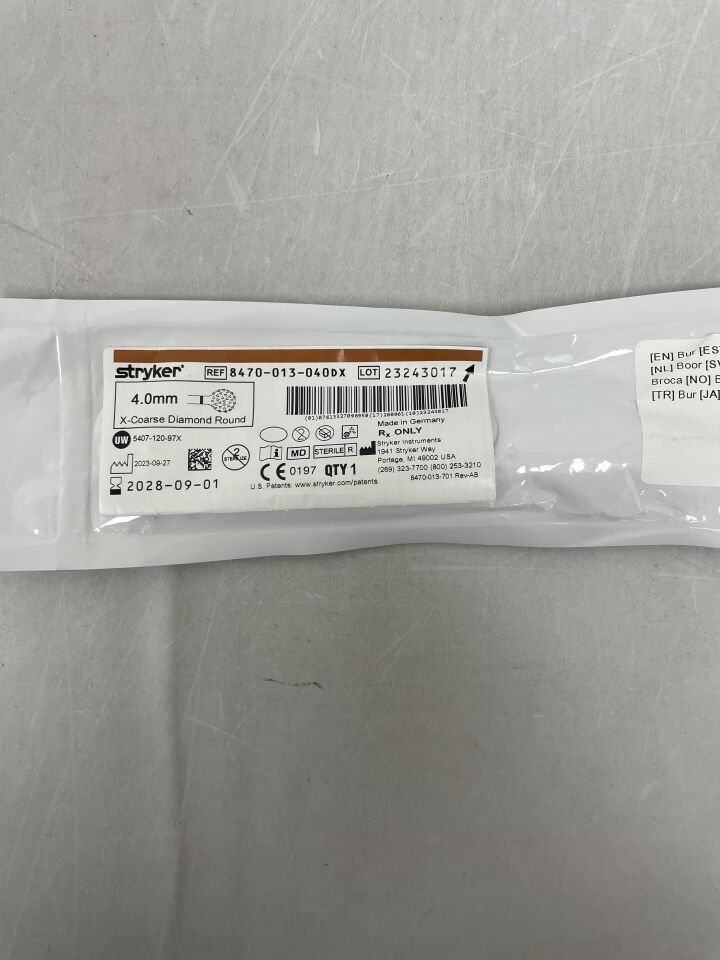 8470-013-040DX - STRYKER - 4.0mm X-Coarse Diamond Round , ( EA ) - ( Expiry Date : 2028-09-01 )