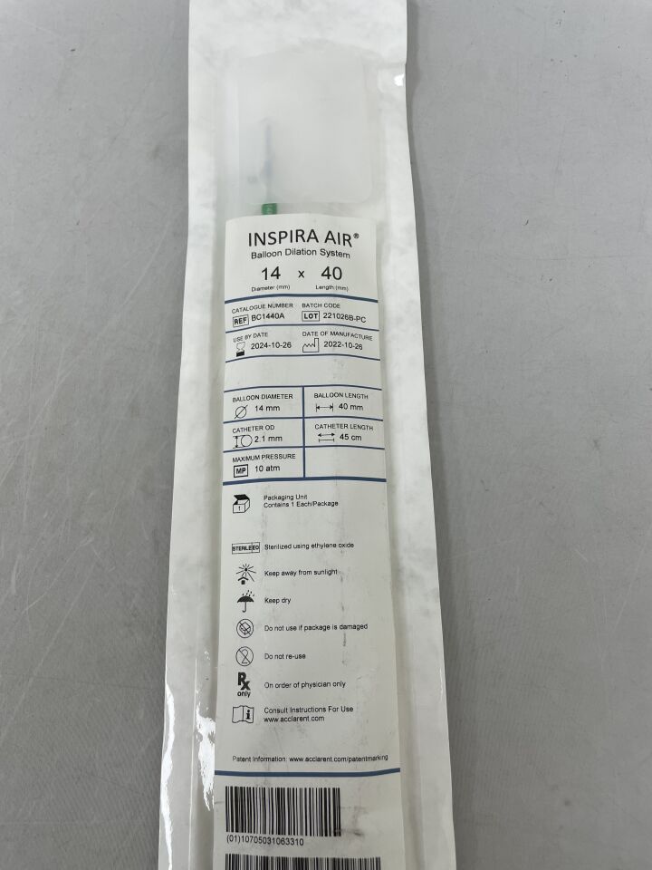 BC1440A - ACCLARENT - INSPIRA AIR BALLOON DILATION SYSTEM 14x40, (EA) - ( Expiry Date: 2024-10-26 )