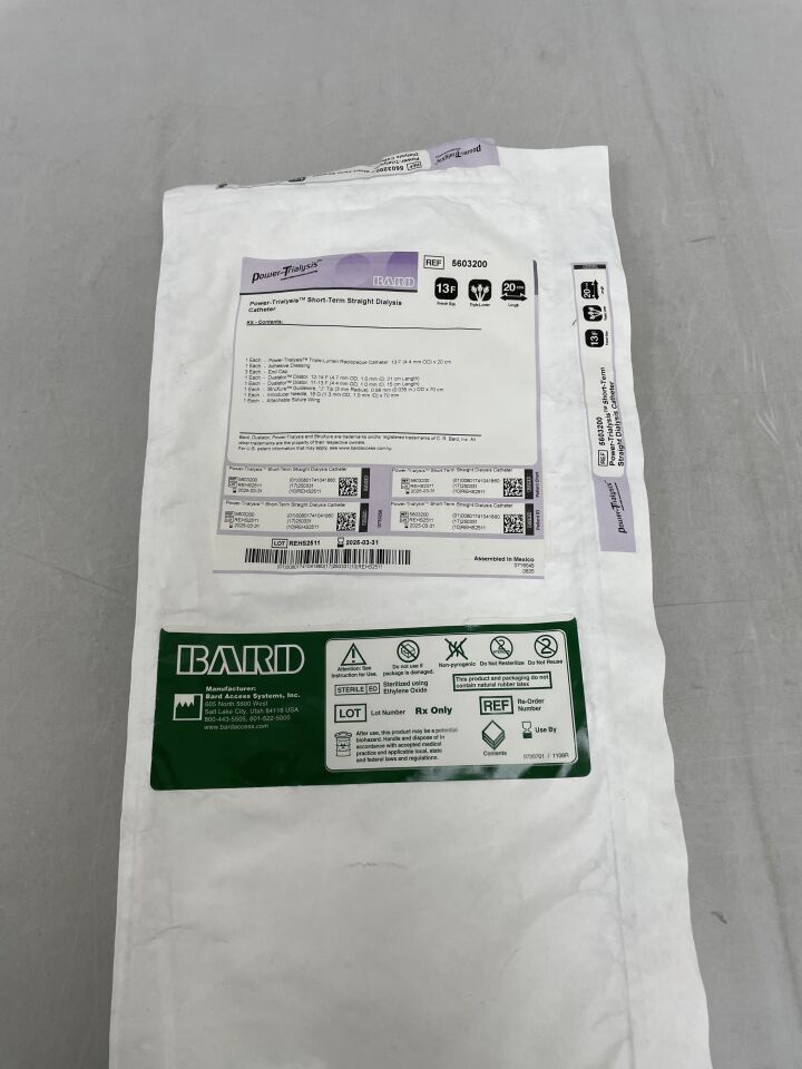 5603200 - BARD - Power-Trialysis Short-Term Triple-Lumen Dialysis Catheter & Standard Insertion Kit, Straight 13F x 20cm, (EA) - ( Expiry Date: 2025-03-31 )