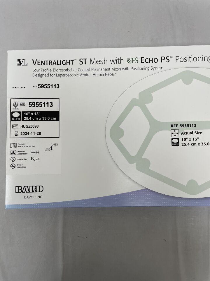 5955113 - BARD - Ventralight ST Mesh, Ellipse 10" x 13" w/Echo PS, (BX/1) - ( Expiry Date: 2024-11-28 )