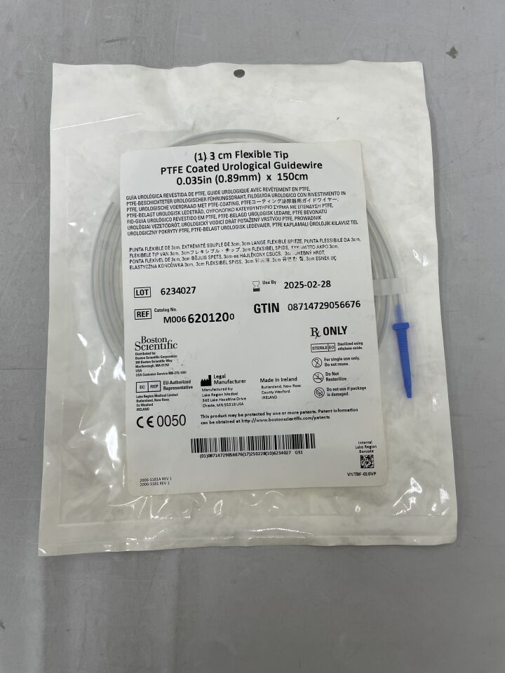 620120 - BOSTON SCIENTIFIC - PTFE Coated Urological Guidewire - Flexible Tip - .035" x 150cm
, () - ( Expiry Date: 2025-02-28 )