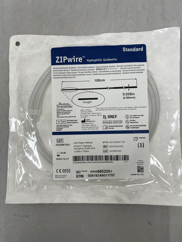 680205 - BOSTON SCIENTIFIC - ZIPWire Standard Hydrophilic Guidewire, 0.035, (EA) - ( Expiry Date: 2024-12-31 )