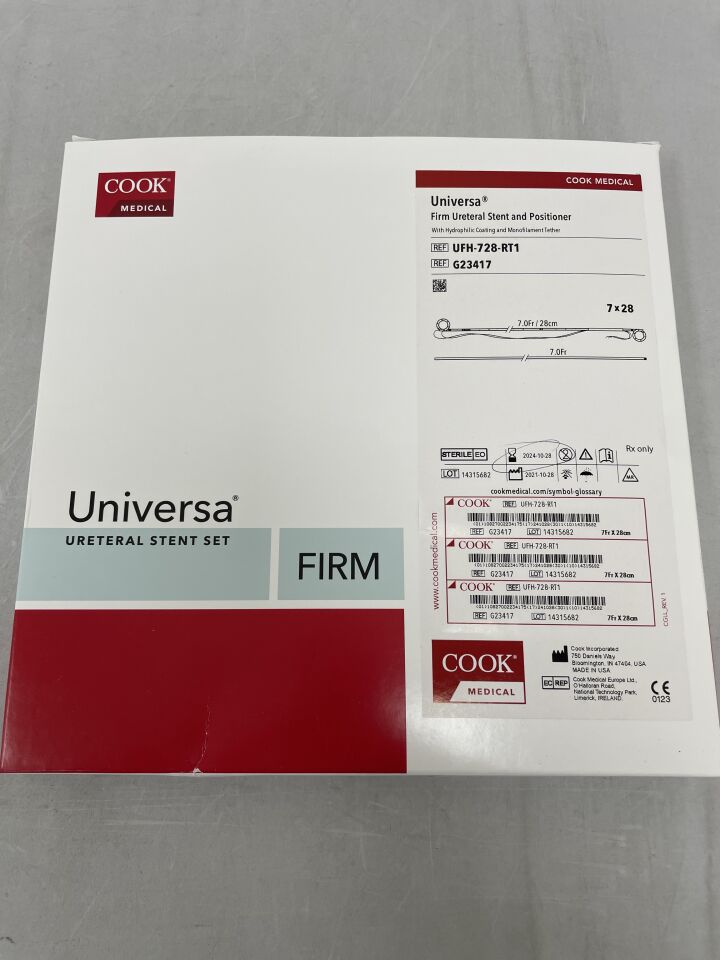 G23417 - COOK - Universa Firm Ureteral Stent & Positioner and Tether 7F x 28cm, (BX/1) - ( Expiry Date: 2024-10-28 )