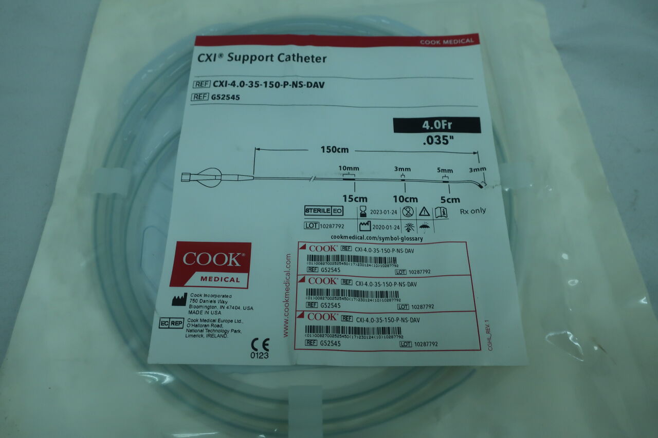 G52545 - COOK - CXI Support Catheter w/Tungsten Markers 4F x 150cm, DAV, (EA) - ( Expiry Date: 2024-06-07 )