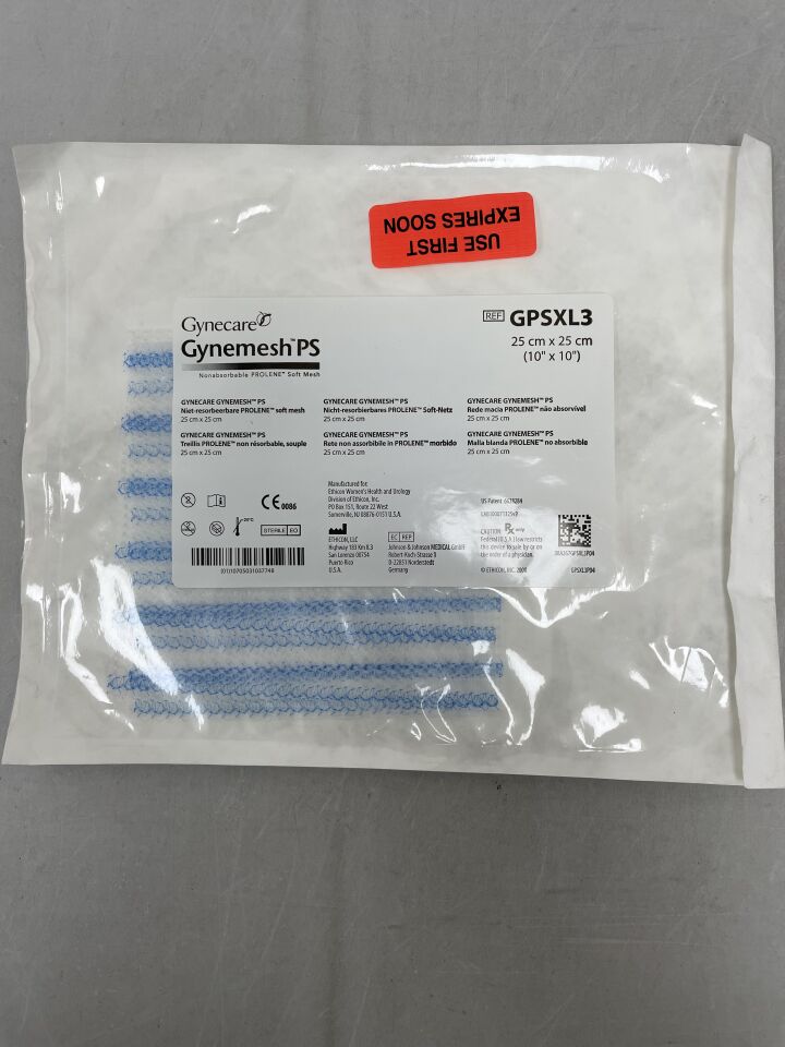 GPSXL3 - ETHICON - Gynecare Gynemesh PS Nonabsorbable PROLENE Soft Mesh 25cm x 25cm, (EA) - ( Expiry Date: 2024-12-31 )