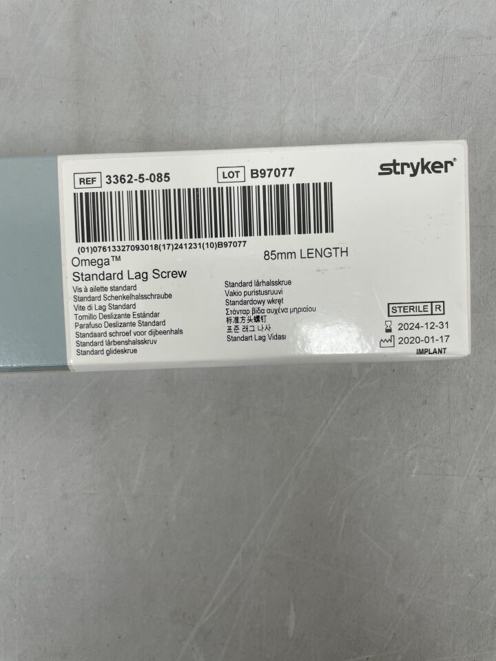 3362-5-085 - STRYKER - Omega + Plus Standard Lag Screw 13mm x 85mm, (BX/1) - ( Expiry Date: 2024-12-31 )