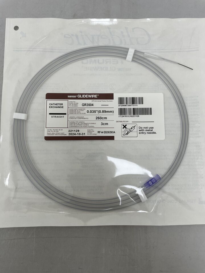 GR3504 - TERUMO - Radifocus Glidewire - Straight - .035" x 260cm x 3cm
, () - ( Expiry Date: 2024-10-31 )