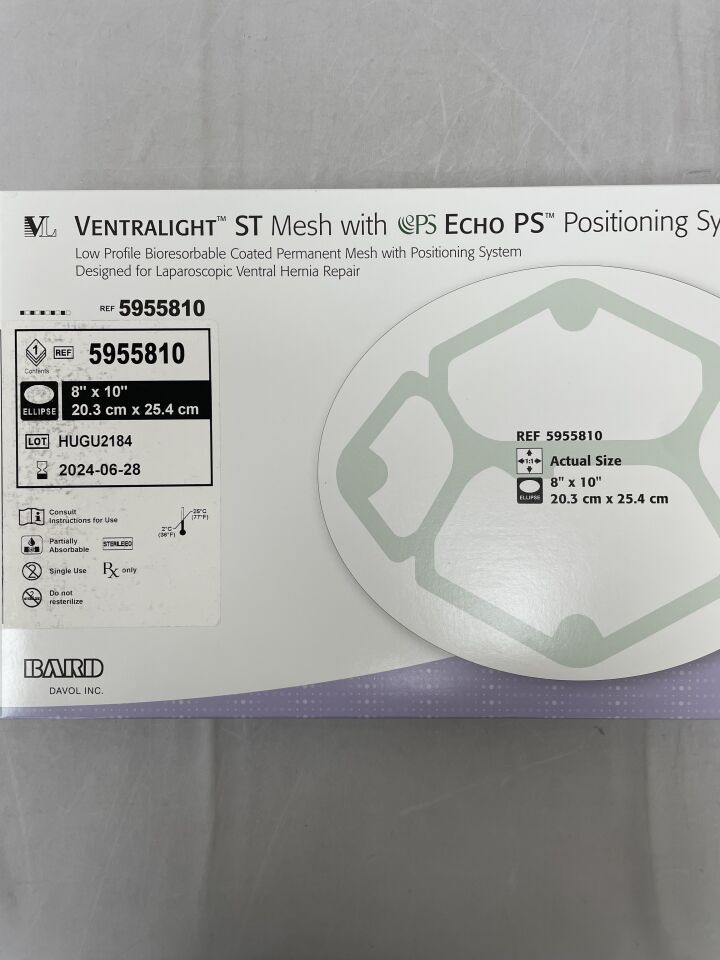 5955810 - BARD - Ventralight ST Mesh, Ellipse 8" x 10" w/Echo PS, (BX/1) - ( Expiry Date: 2024-06-28 )