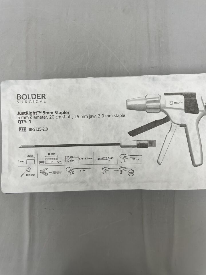 JR-ST25-2.0 - BOLDER SURGICAL - JustRight 5mm Stapler, 25mm Jaw, 2.0 Staple, 20cm Shaft, (EA) - ( Expiry Date: 2025-04-07 )