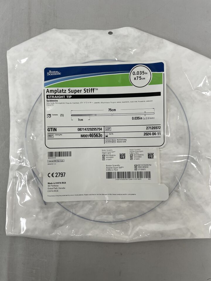 46563 - BOSTON SCIENTIFIC - Amplatz Super Stiff Guidewire - Straight Tip - .035" x 75cm, (EA) - ( Expiry Date: 2024-04-11 )