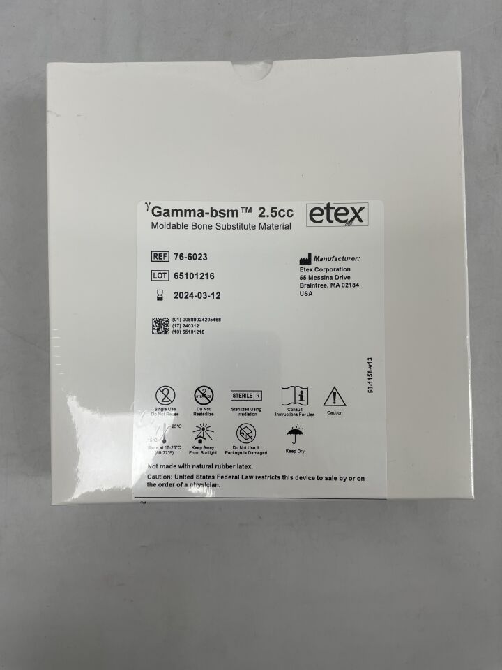 76-6023 - ETEX - GAMMA-bsm Moldable Bone Substitue Material, 2.5cc, (BX/1) - ( Expiry Date: 2024-03-12 )