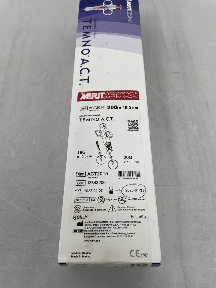 ACT2015/B - MERIT MEDICAL - ADJUSTABLE COAXIAL TEMNO ACT BIOPSY DEVICE 20G X 15cm biopsy device length, 10.0cm coaxial length, (BX/5) - ( Expiry Date: 2025-01-31 )