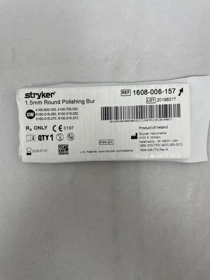 1608-006-157 - STRYKER - Round Polishing Burr, 1.5 x 54 mm Length , ( EA ) - ( Expiry Date : 2025-07-01 )