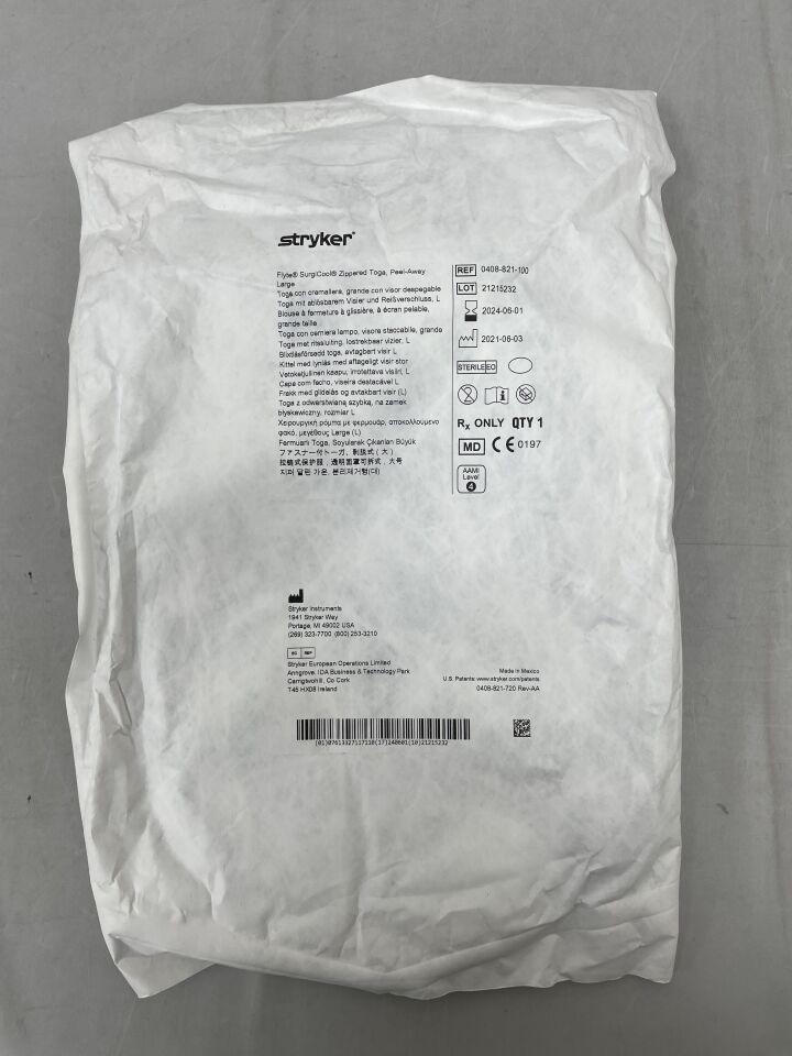 0408-821-100 - STRYKER - Flyte SurgiCool Zippered Toga, Peel-Away Large, (EA) - ( Expiry Date: 2024-06-01 )