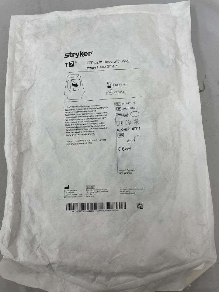 0416-801-100 - STRYKER - T7 Plus Hood w/Peel Away Face Shield, (EA) - ( Expiry Date: 2025-03-13 )
