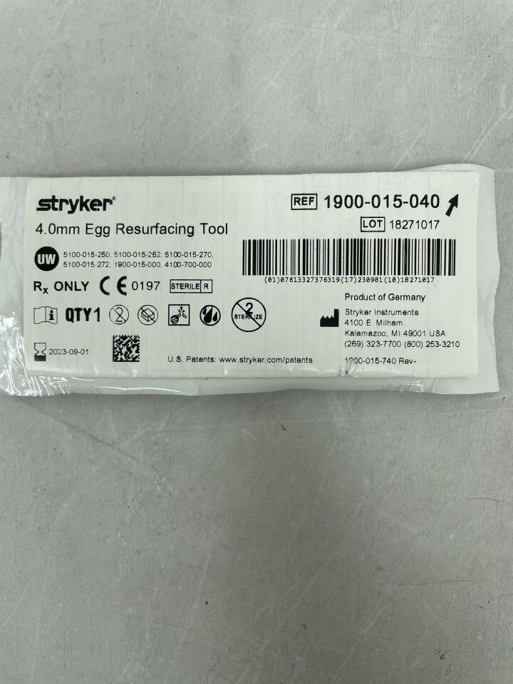 1900-015-040 - STRYKER - 4.0mm Egg Resurfacing Tool, (EA) - ( Expiry Date: 2023-09-01 )