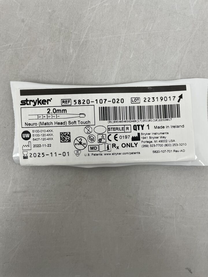 5820-107-020 - STRYKER - Neuro Drill (Match Head), Soft Touch 2.0mm , ( EA ) - ( Expiry Date : 2025-11-01 )