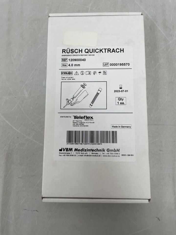 120900040 - TELEFLEX - Rusch QuickTrach Emergency Cricothyrotomy Device 4.0mm, (BX/1) - ( Expiry Date: 2023-07-01 )