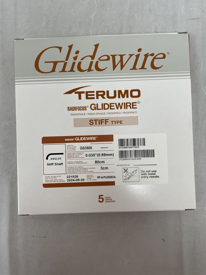 GS3505 - TERUMO - glidewire: 0.035" x 80cm, angled, stiff, (BX/5) - ( Expiry Date: 2024-09-30 )