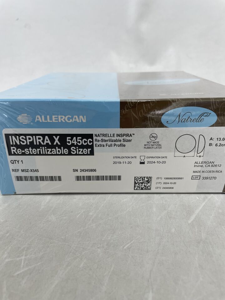 MSZ-X545 - ALLERGAN - NATRELLE Inspira X Resterilizable Sizer, Extra Full Profile, 545cc, (BX/1) - ( Expiry Date: 2024-10-20 )