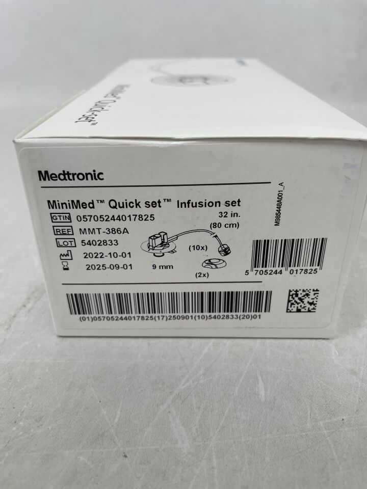 MMT-386A - MEDTRONIC - Mini-Med Quick set infusion set, 32in, 9mm , ( BX/10 ) - ( Expiry Date : 2025-09-01 )