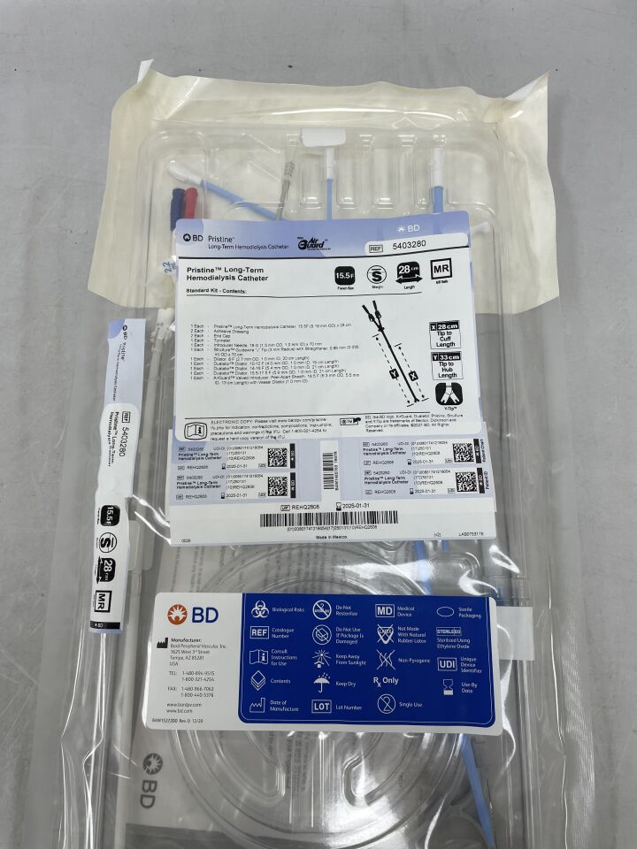 5403280 - BARD - Pristine Long-Term Hemodialysis Catheter Kit, Standard, Straight 15.5F x 28cm, (EA) - ( Expiry Date: 2025-01-31 )