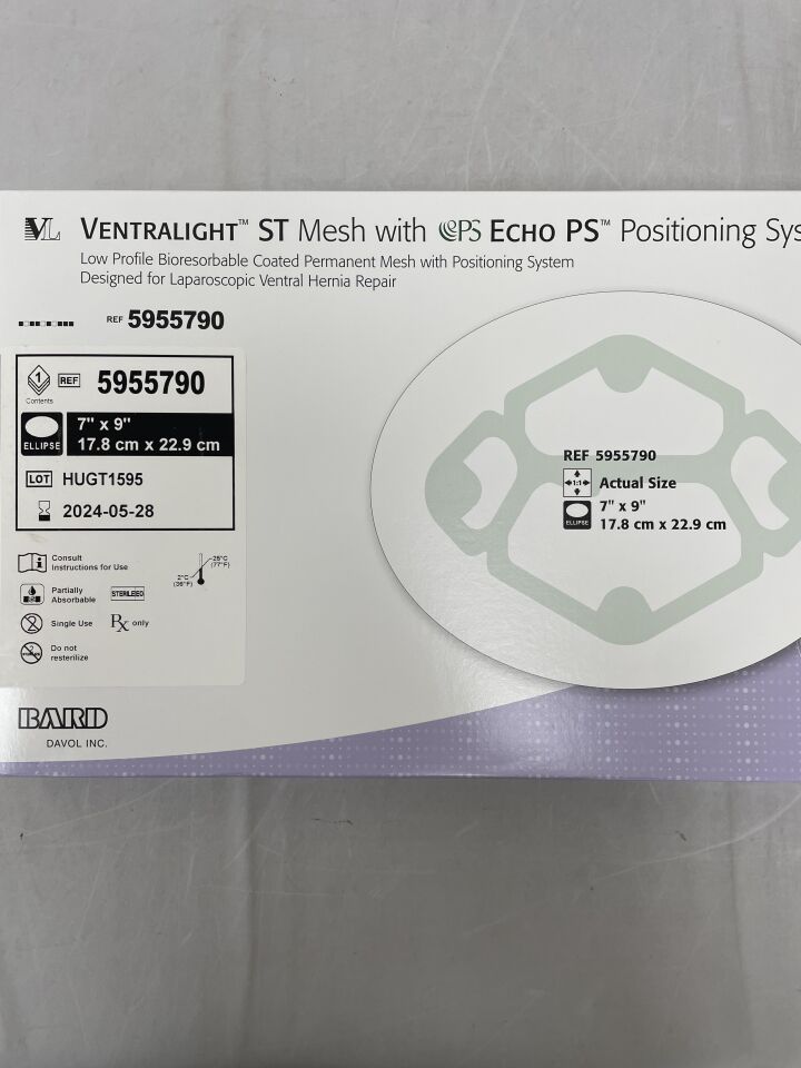 5955790 - BARD - Ventralight ST Mesh, Ellipse 7" x 9" w/Echo PS, (BX/1) - ( Expiry Date: 2024-05-28 )