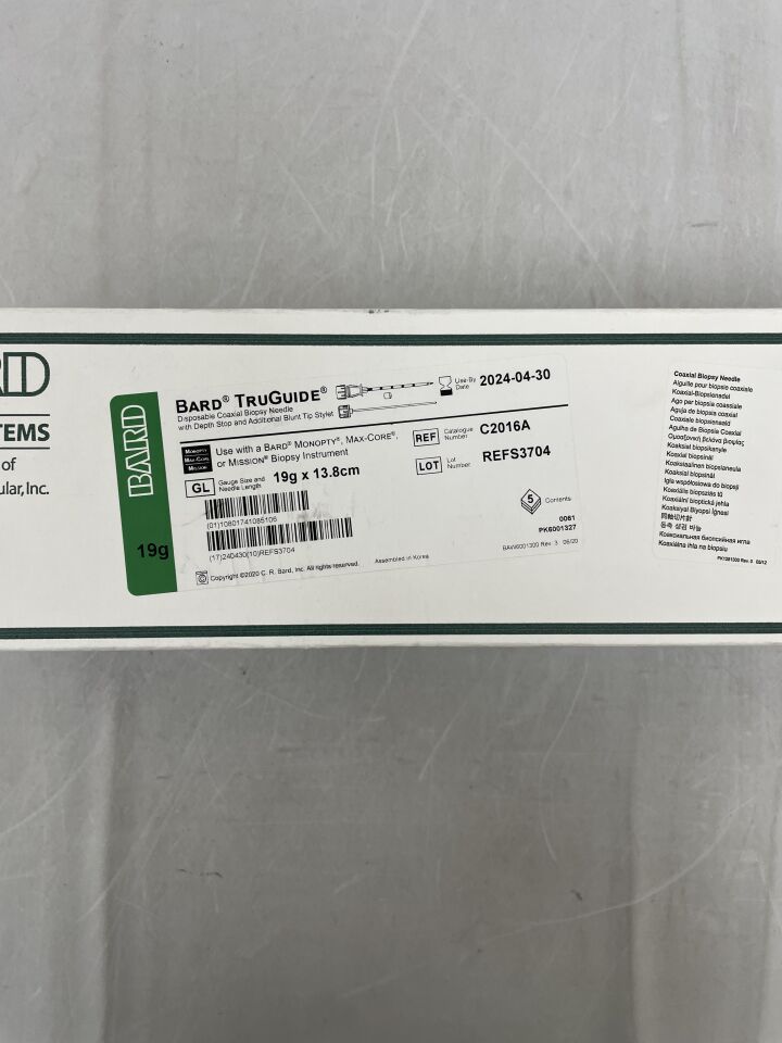 C2016A - BARD - TruGuide Coaxial Biopsy Needle 19G x 13.8cm, (BX/5) - ( Expiry Date: 2024-04-30 )